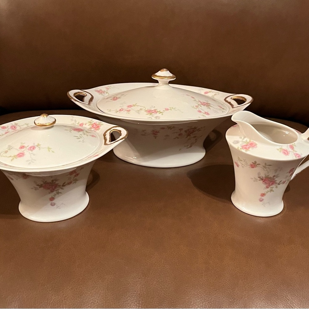 Vintage Haviland Porcelain Serveware Set of 3, Sugar, Creamer & Casserole